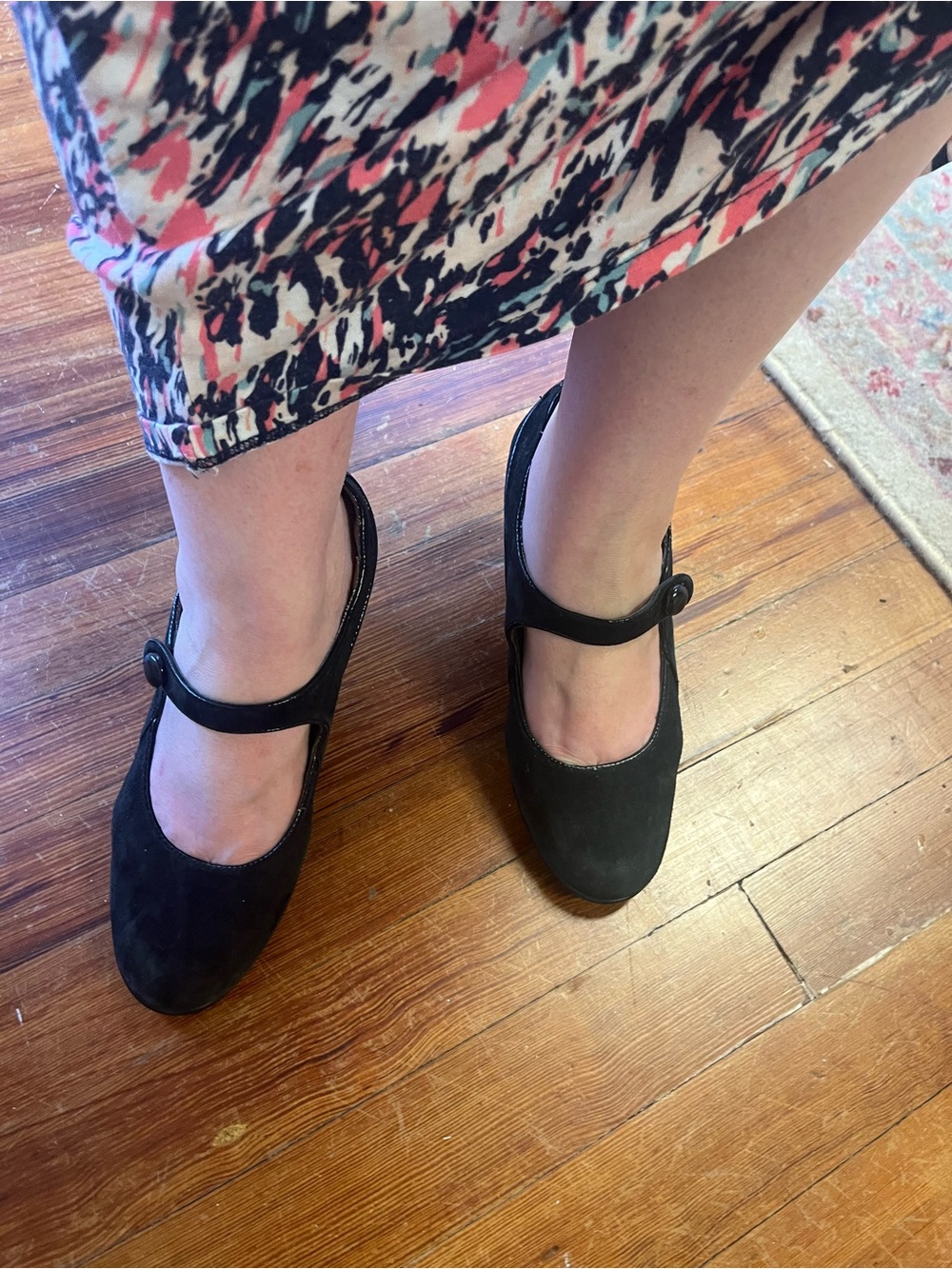 Sofft Classic Black Mary Jane Heels - Women's Comfort Shoe suede leather 7.5